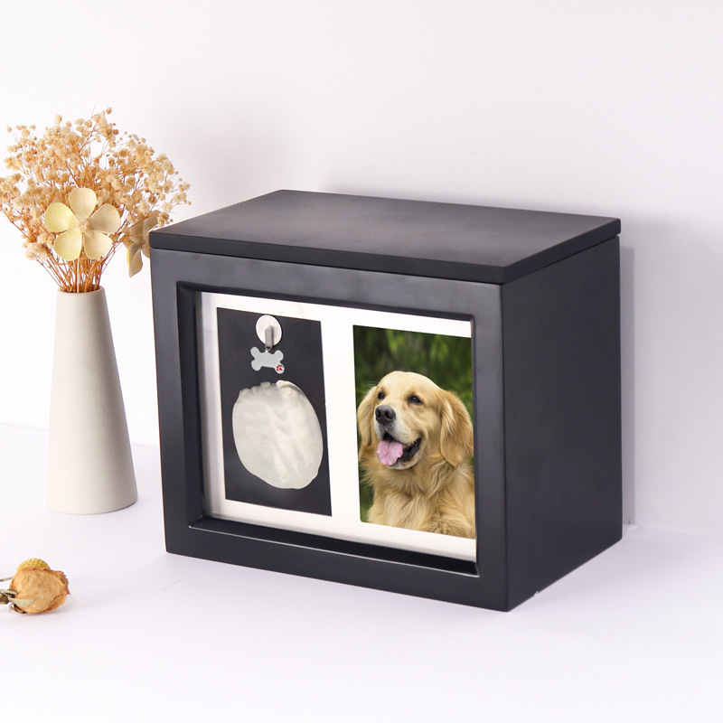 Wholesale  Cremation Wooden Cat Dog Pet Memorial Photo Urn For Dogs Ashes