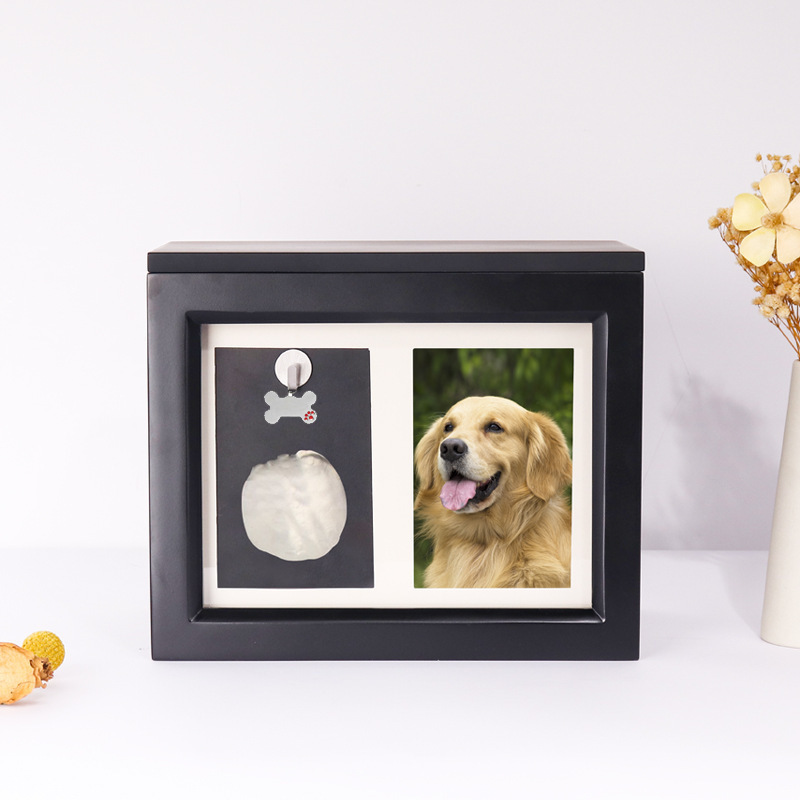 Wholesale  Cremation Wooden Cat Dog Pet Memorial Photo Urn For Dogs Ashes