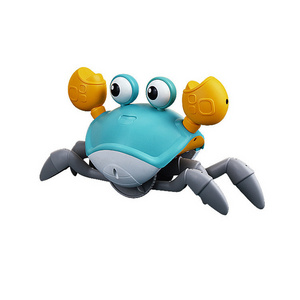 Usb Charging Baby Crawling Crab Toy With Light Up Music Automatic Sensory Induction Walking Pet Toy Electric Runaway Crab