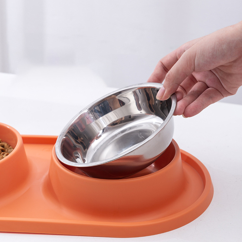 Dog Slow Food Bowl Stainless steel pet bowl Small and medium-sized dog and cat food bowl