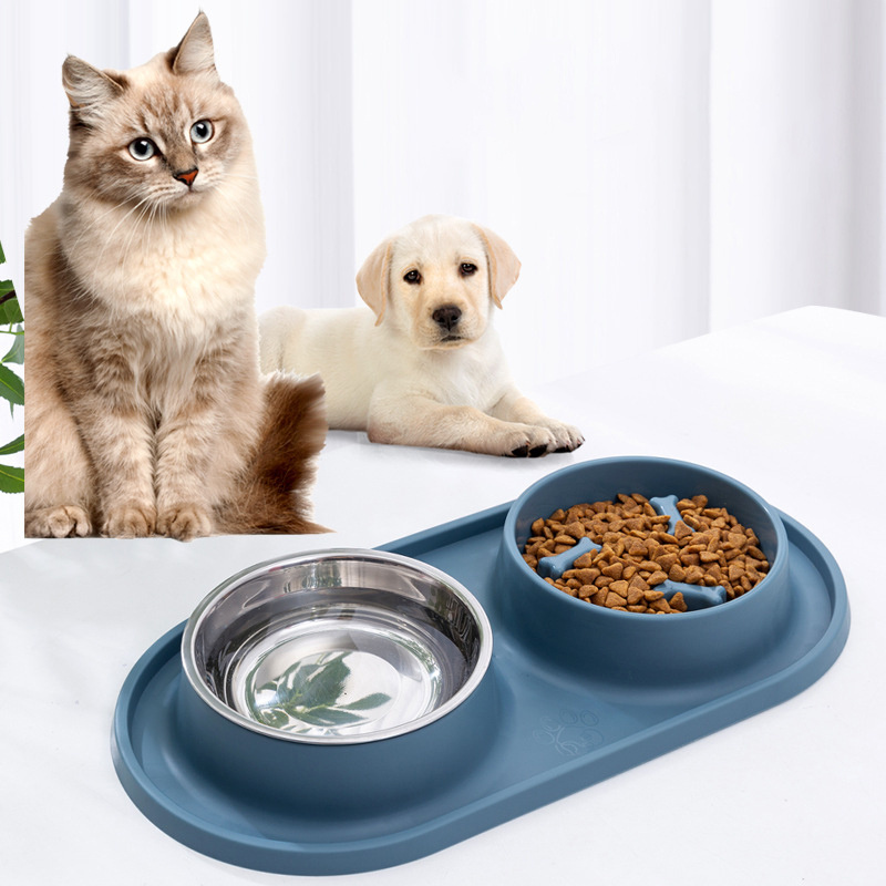 Dog Slow Food Bowl Stainless steel pet bowl Small and medium-sized dog and cat food bowl