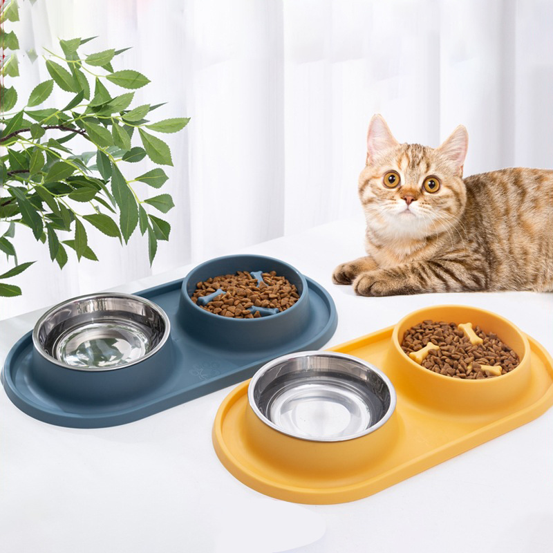 Dog Slow Food Bowl Stainless steel pet bowl Small and medium-sized dog and cat food bowl