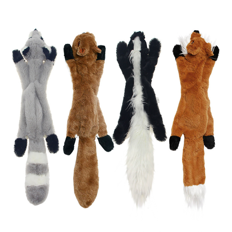 Dog Squeaky Toys No Stuffing Plush Raccoon Squirrel Skunk Fox Cow Penguin Lion Juguete Para Perros Plush Cat Pet Dog Chew Toys