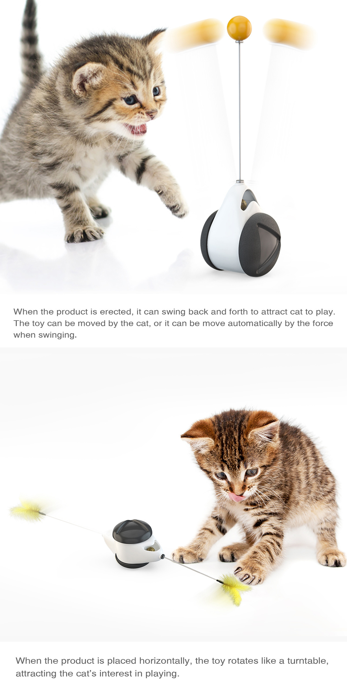 Interactive Cat Chasing Toys for Indoor Cats Kitten Chaser Toys with Catnip Ball Feather Tumbler Balanced Exercise Wheel Toy