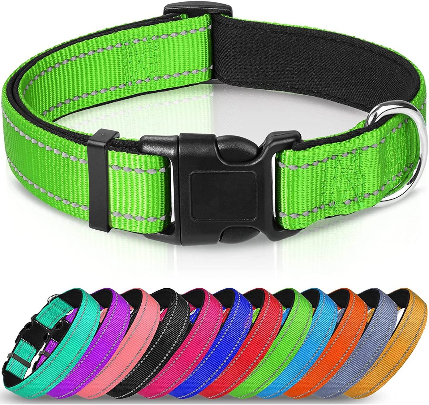 Wholesale Reflective Adjustable Pet Dog Collar with Breakaway buckle Breathable Nylon soft Pet Collar