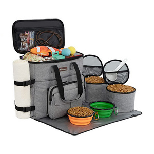 Multifunctional Dog Travel Bag Set  Pet Travel Bag Organizer Include Pet Bowl Food Storage Containers For A Weekend Away