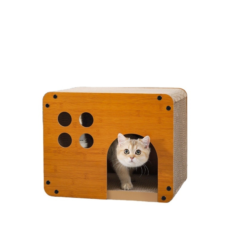 High Quality Cat Nest Toy Scratching House Handmade Solid Wood Detachable Cat Bed  Indoor Playing Sleeping Cave Cat House