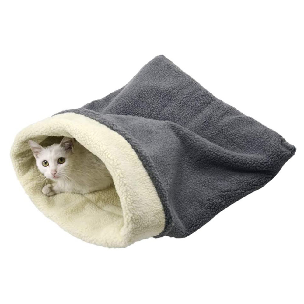 Cat Bed Plush Small Animal Sleeping Bag Cave Sleeping Bag Pet Mat Self Warming Pad Sack for Cats and Small Dog