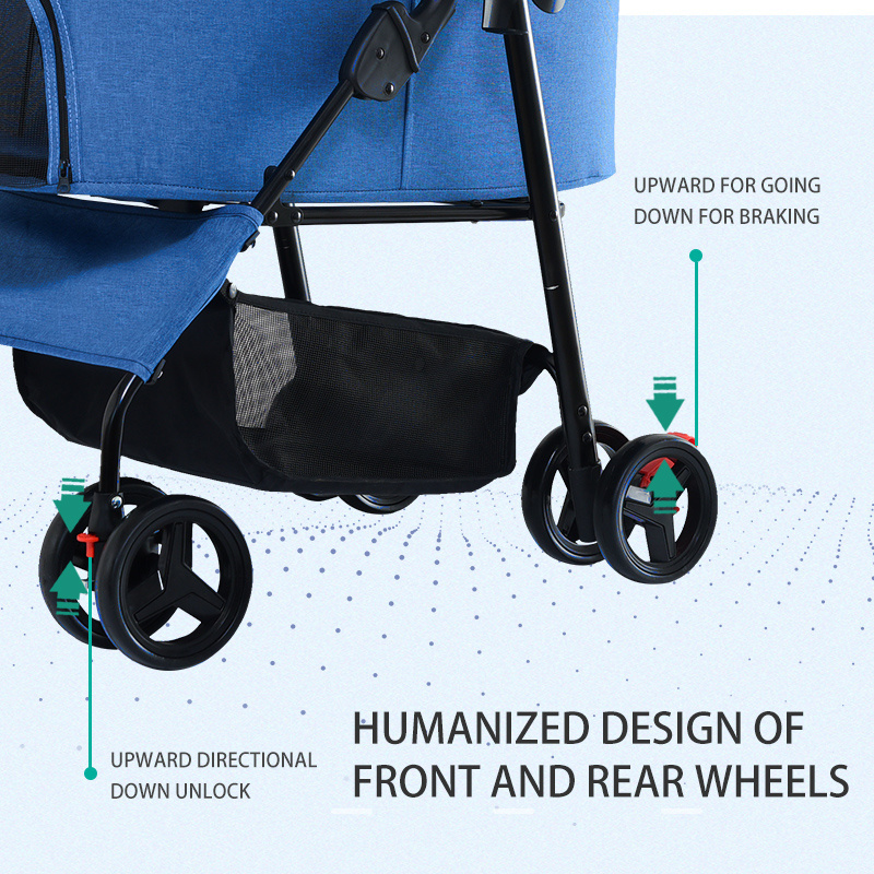 Luxury Folding Detachable Outdoor Pet Pram Small Dog And Cat Travel Trolley Four Wheeled Pet Stroller Dog Show Trolley