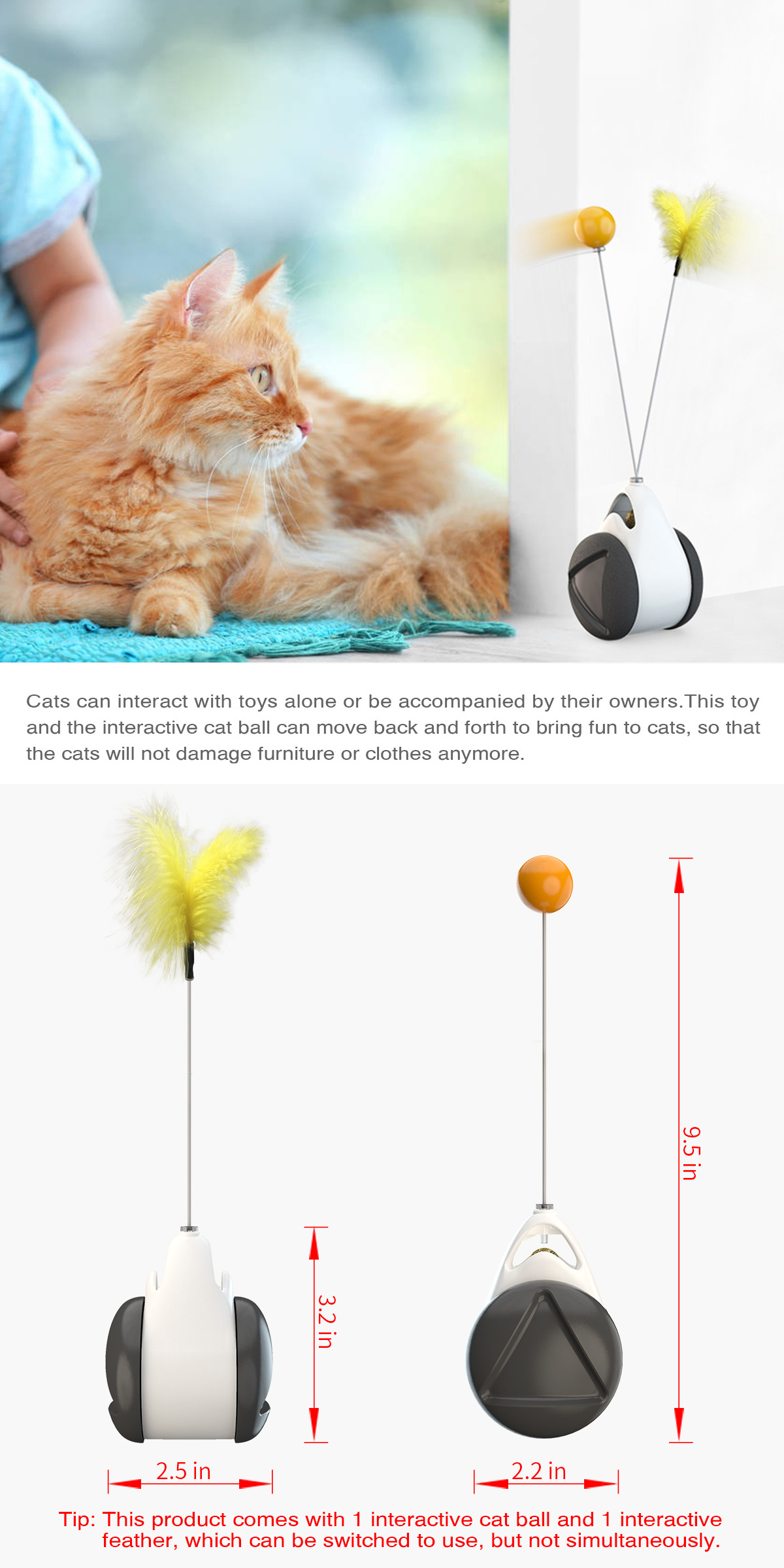 Interactive Cat Chasing Toys for Indoor Cats Kitten Chaser Toys with Catnip Ball Feather Tumbler Balanced Exercise Wheel Toy