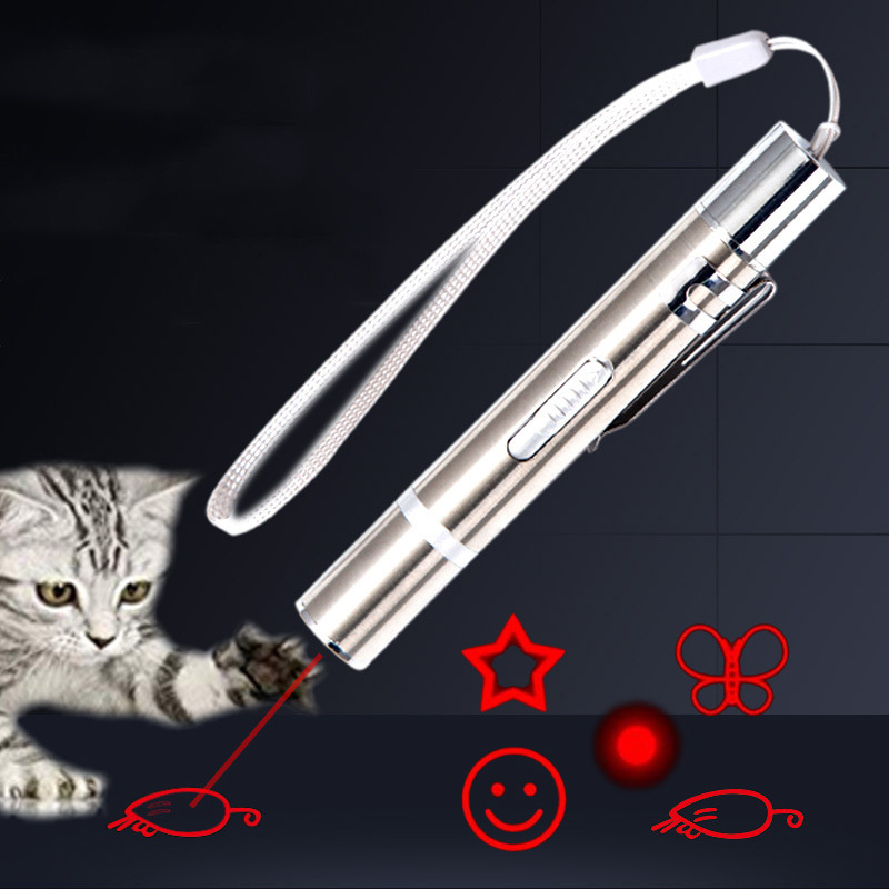 Interactive Cat Laser Toy Funny Kitten Chase Toys Multicolor USB Rechargeable  Pet Laser Pointer For Cats