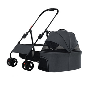 Luxury Folding Detachable Outdoor Pet Pram Small Dog And Cat Travel Trolley Four Wheeled Pet Stroller Dog Show Trolley