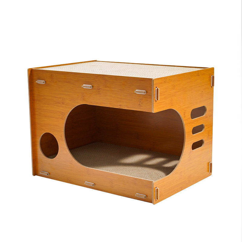 High Quality Cat Nest Toy Scratching House Handmade Solid Wood Detachable Cat Bed  Indoor Playing Sleeping Cave Cat House