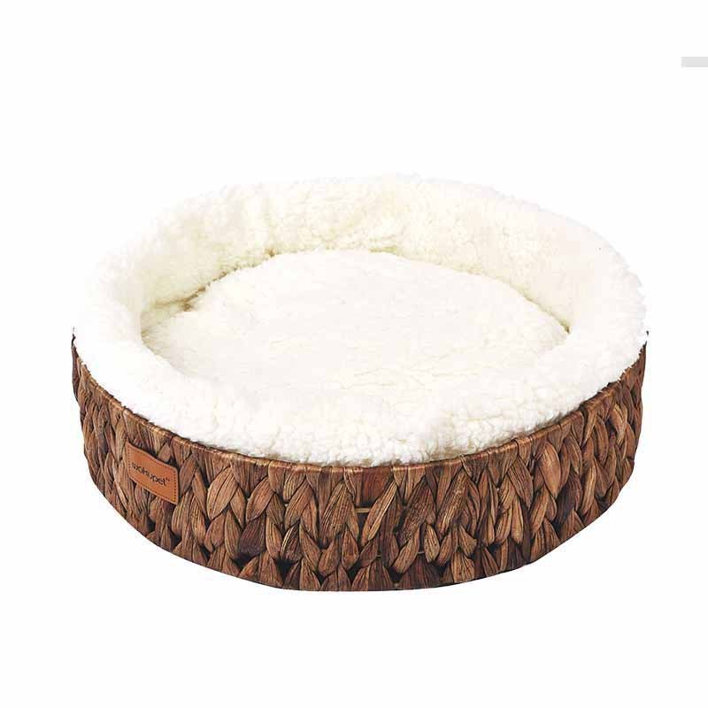 Wholesale Pet Cushion Handmade Weaved Cozy Cat Bed Wicker Simple Design Comfortable Bed For Pet Cat Dog