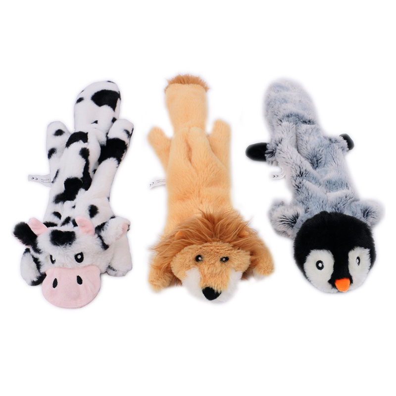 Dog Squeaky Toys No Stuffing Plush Raccoon Squirrel Skunk Fox Cow Penguin Lion Juguete Para Perros Plush Cat Pet Dog Chew Toys