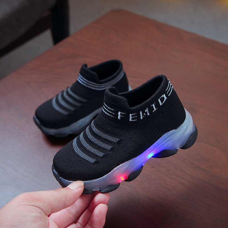 Waterproof Fiber Optic Glowing Kids Baby Child Shoes Led Light Up Shoe Box for Kids With Light Flashing Led Boys Girls Shoes OEM