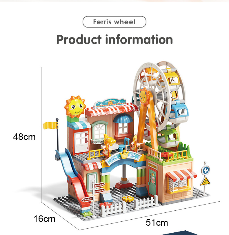 2024 HOT SALE Multi-functional Intellignce Ferris Wheel And Slide Building Blocks Children Learning Block Fot Kids