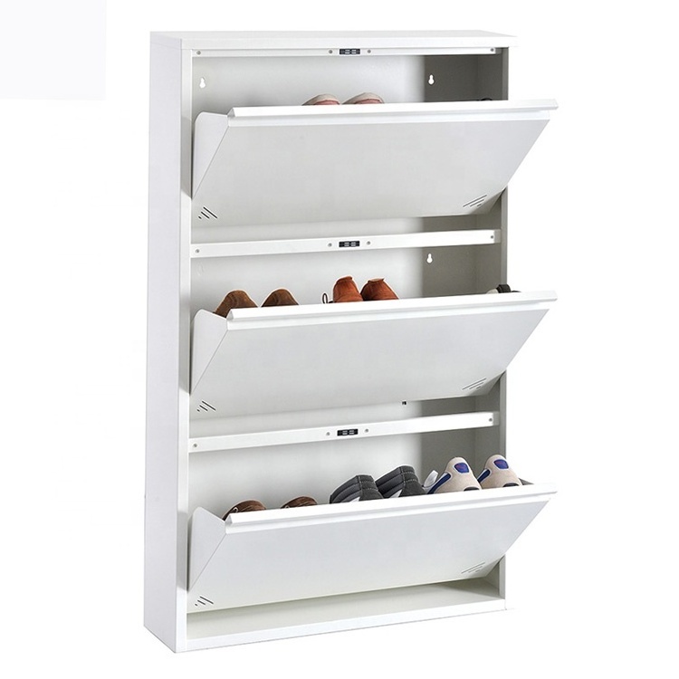 Design simple shoe rack ultra-thin steel flip bucket shoe cabinet cabinet set hanging wall suspended small family Porch ark