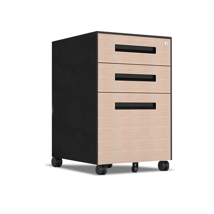 Office storage small file cabinet metal office furniture Three drawers file cabinet with lock steel low mobile file cabinet