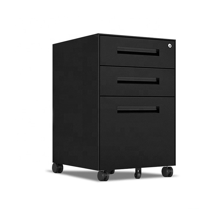 Black activities Metal Mobile file cabinet Three drawers filing cabinet under desk storage movable steel low mobile file cabinet