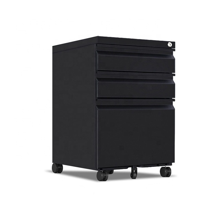 Black activities Metal Mobile file cabinet Three drawers filing cabinet under desk storage movable steel low mobile file cabinet