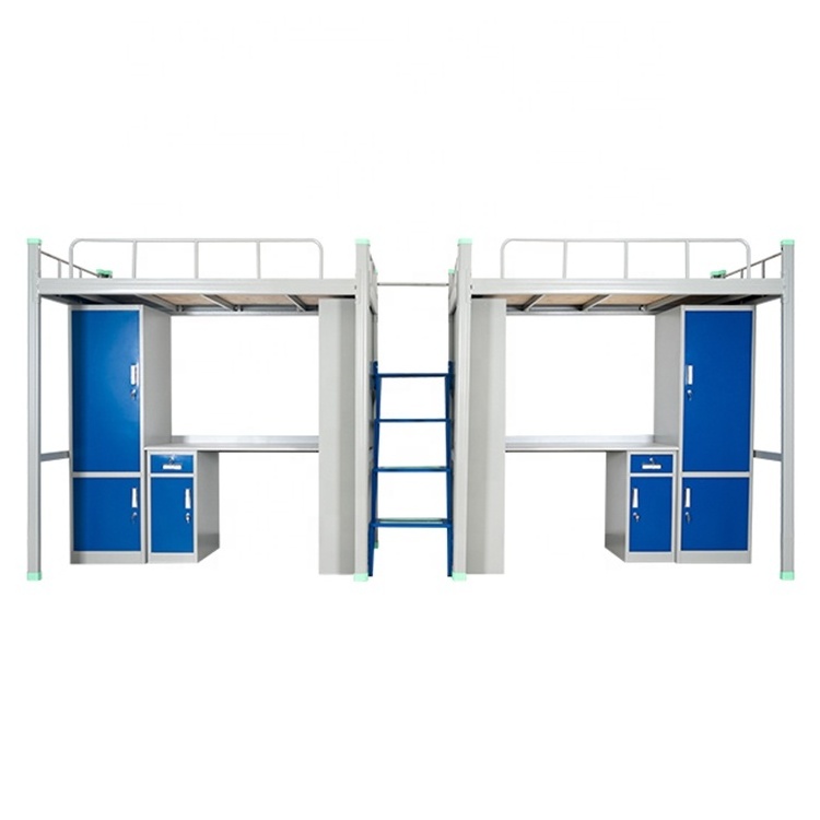 Adults College steel bunk bed Student Apartment Steel Loft Wardrobe Cheap desk and locker Bunk Dorm Bed