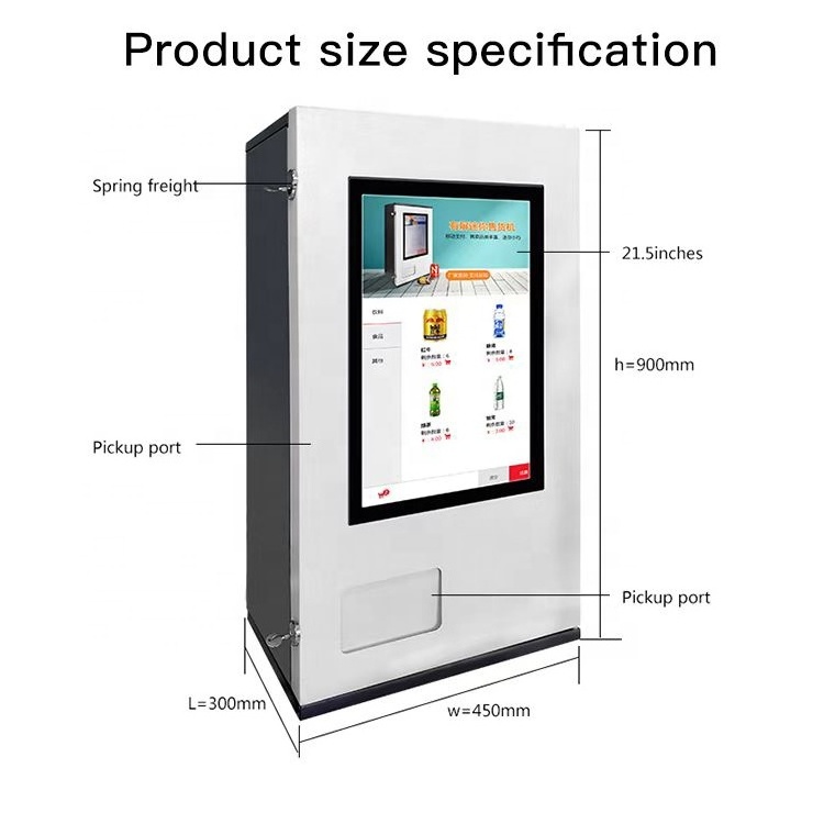 Custom design 21.5 Inches Touch Screen/Ads Vending Machine For Food And Drinks Snacks Vending Machine For Sale