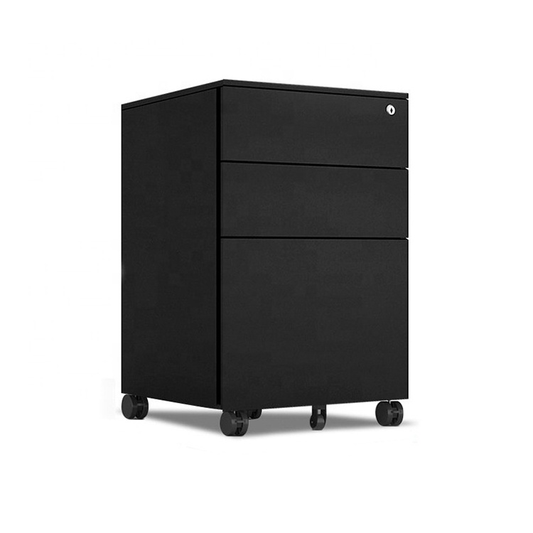 Black activities Metal Mobile file cabinet Three drawers filing cabinet under desk storage movable steel low mobile file cabinet