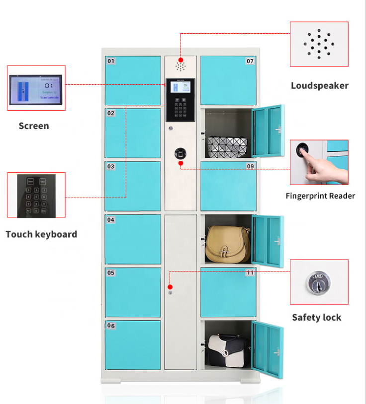 customized small intelligent electronic locker steel Fingerprint beach cabinet smart system digital metal gym locker