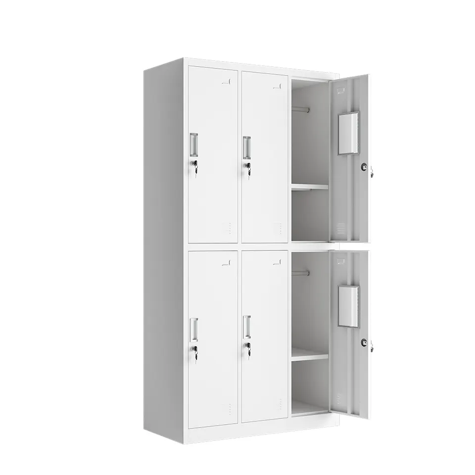 Good Quality Vertical Standing Steel Cabinet Clothes Locker 6 Doors Metal Wardrobe