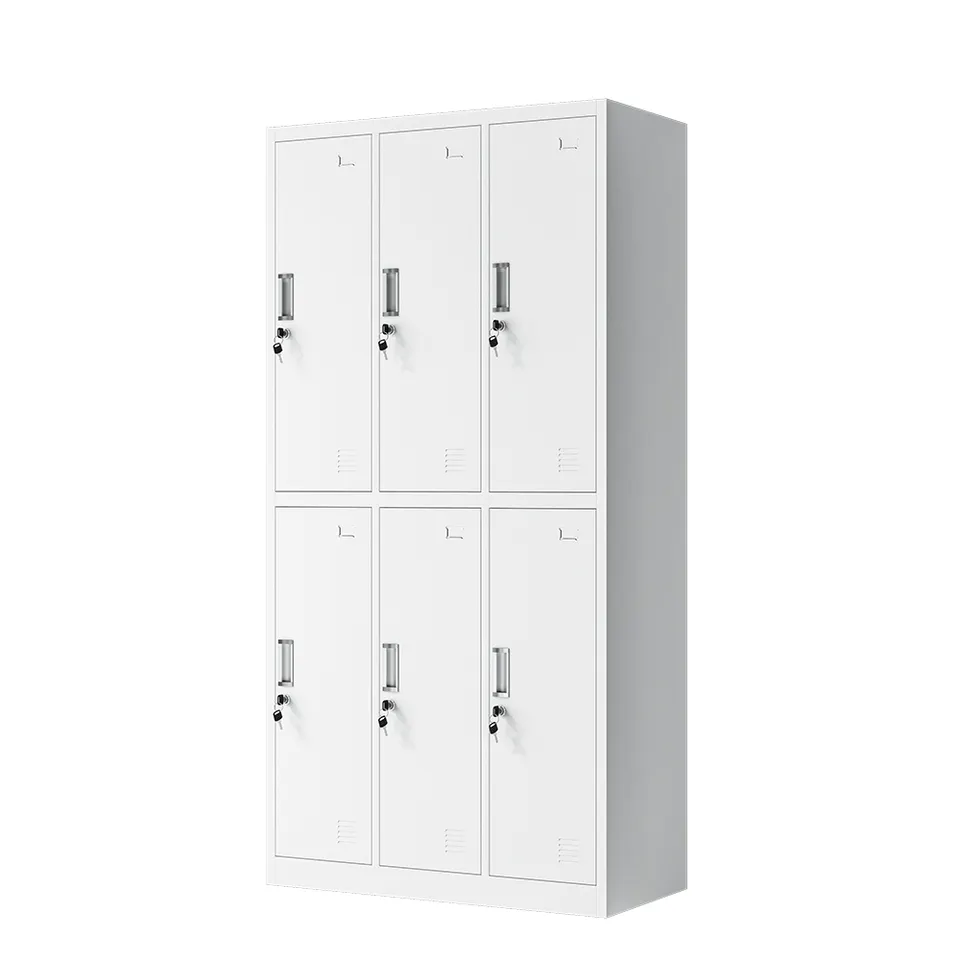 Good Quality Vertical Standing Steel Cabinet Clothes Locker 6 Doors Metal Wardrobe