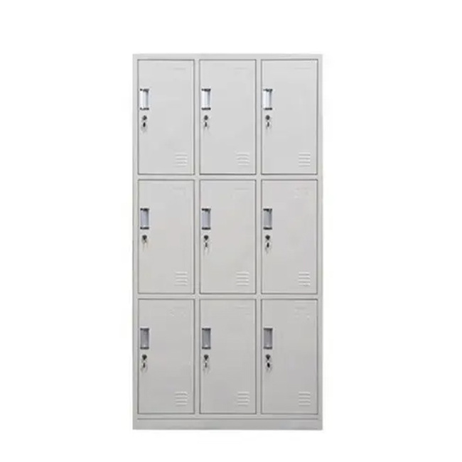 Customized School Gym Locker 3-tier Metal Wardrobe Closet 9 Door Steel Changing Room Clothes Locker