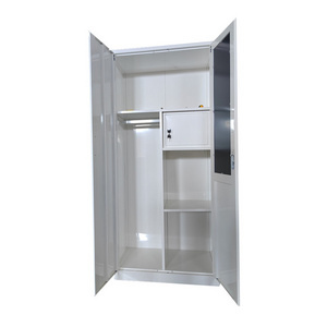 Custom Color wardrobe closet organizer office steel metal 2 door locker cabinets for clothes storage with small box