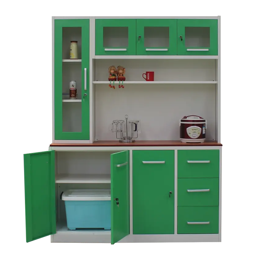 Modern Colorful Design Stainless Steel Kitchen Cabinet Steel Pantry Cupboards