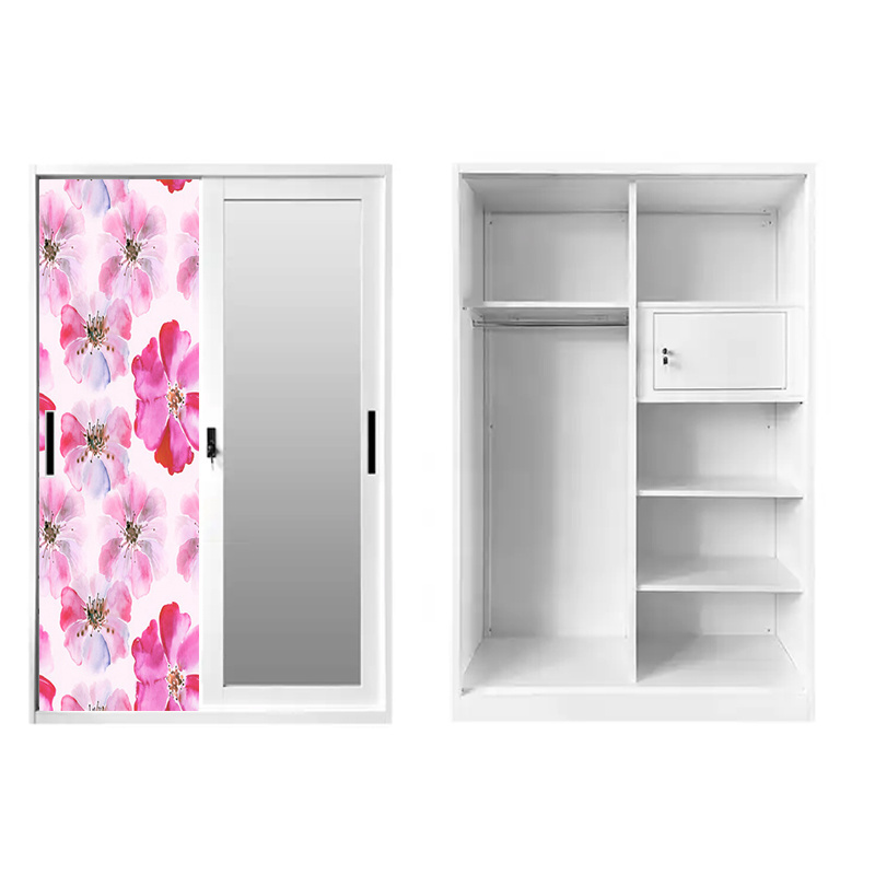 Wholesale Metal Wardrobe Painted Armoire Mirror Sliding Door Closet