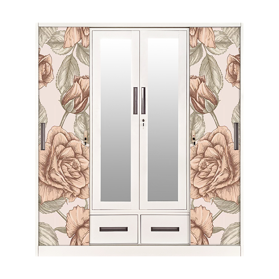 Clothing Armoire 3 Door With Drawer Mirror Sliding Doors Wardrobe