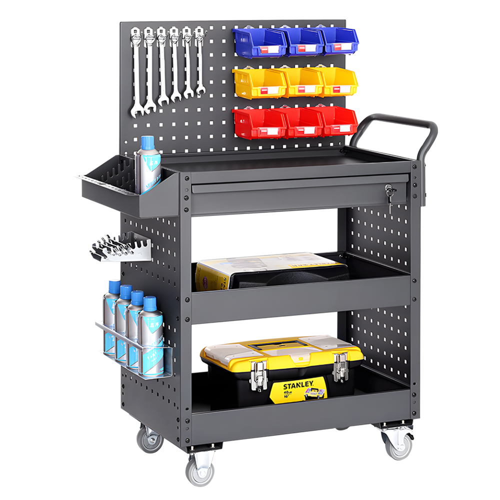 New Style Three Layer Mobile Rolling Utility Detailing Tool Cart Organizer For Garage Rolling Detailing Cart