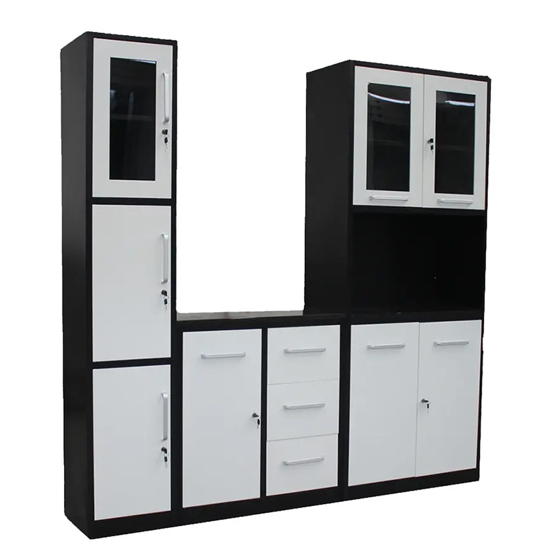 Cheap Metal Kitchen Furniture Unit Module With Glass Doors And Drawers