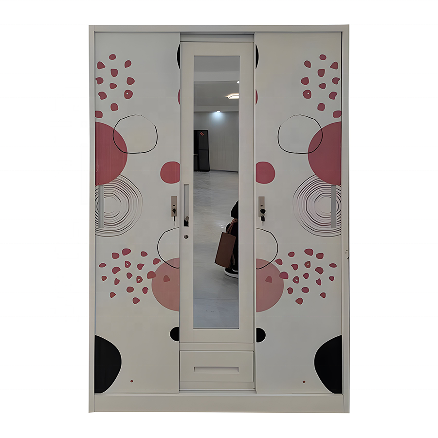 Cheap india high gloss metal almirah steel bedroom detachable almirah open wardrobe design with mirror