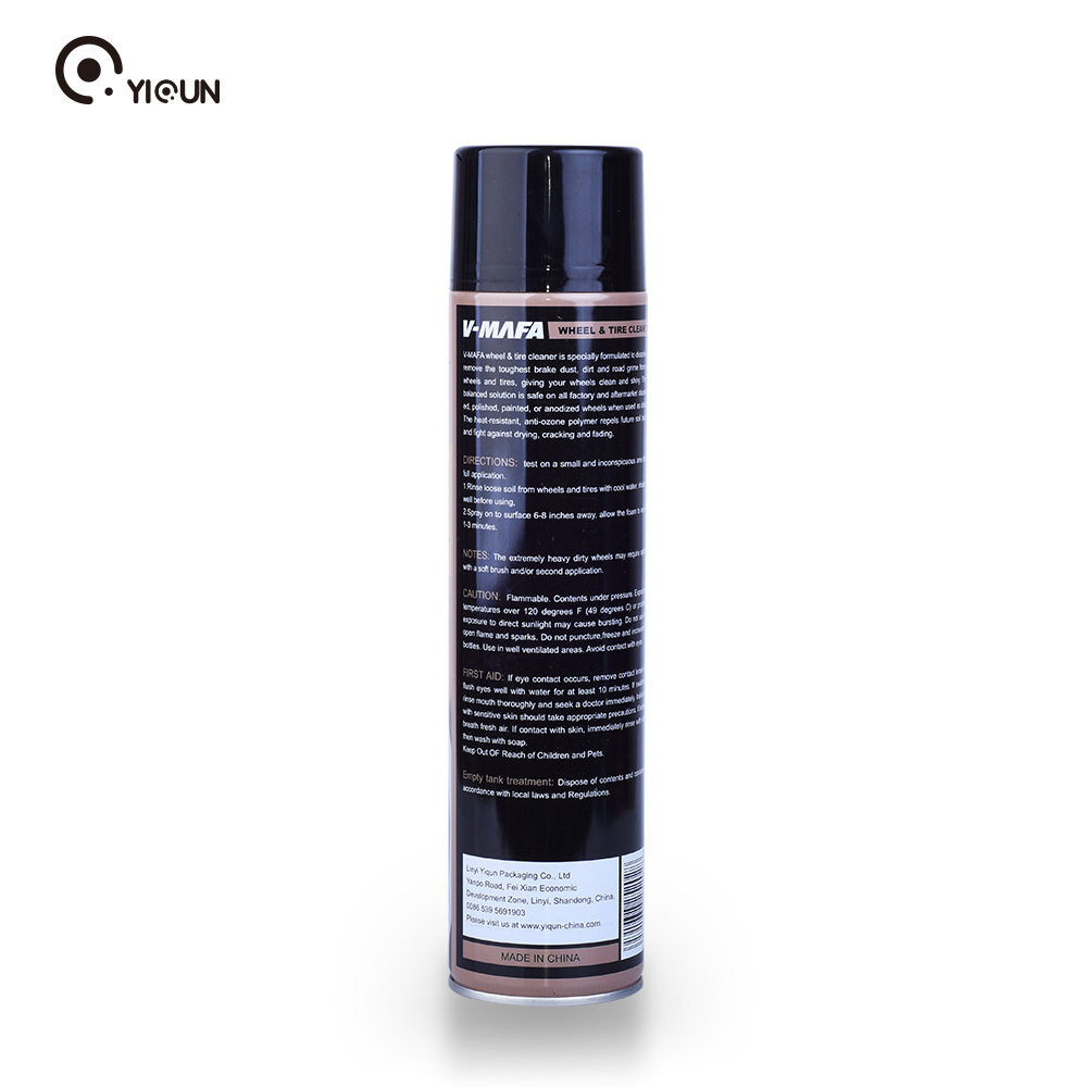 Hot sale car 600ml tire gloss cleaner foam spray can foam clean tire glazing protectant spray