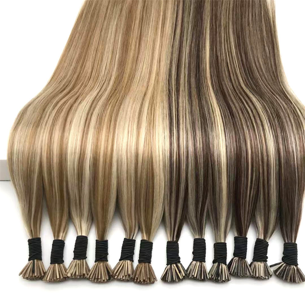 Double drawn can last 12 years 100 virgin cuticle aligned hair  i tip hair extensions human hair wholesale