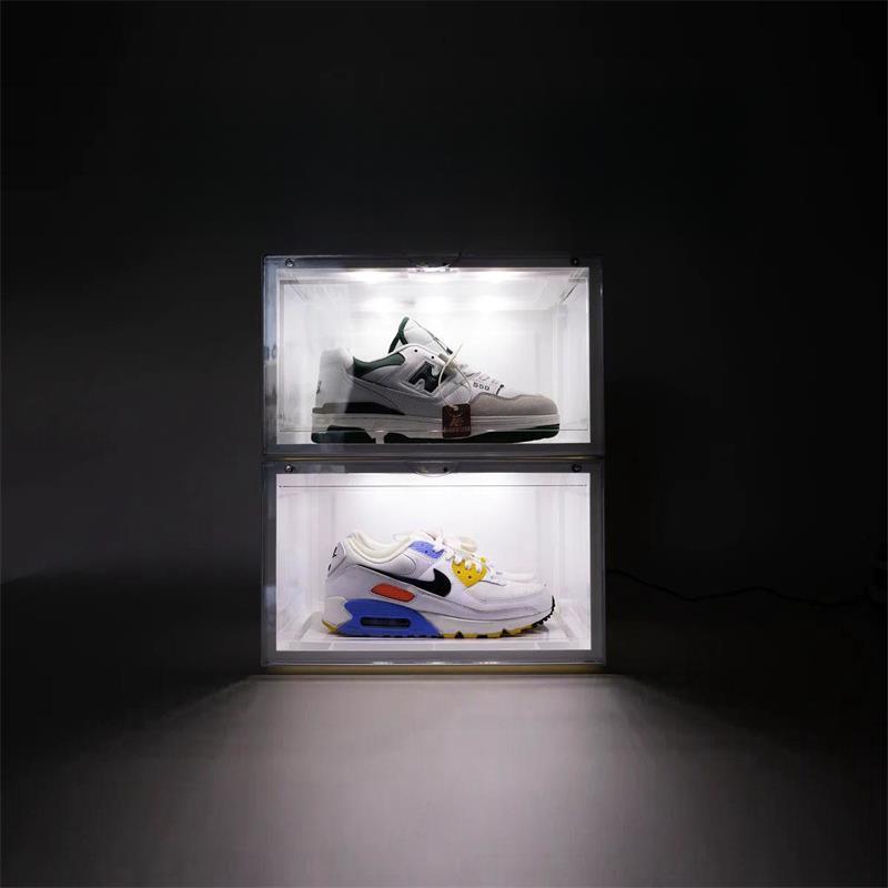 Wholesale Clear Customized Shoe Box With Custom Logo Display Case  Led Shoe Storage Box With Light Acrylic Shoebox