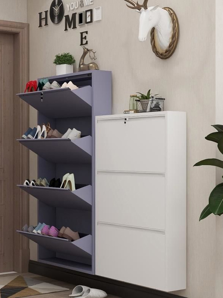 Steel shoe cabinet High heels storage shelf  large capacity  shoes cabinet with anti-tilt screw