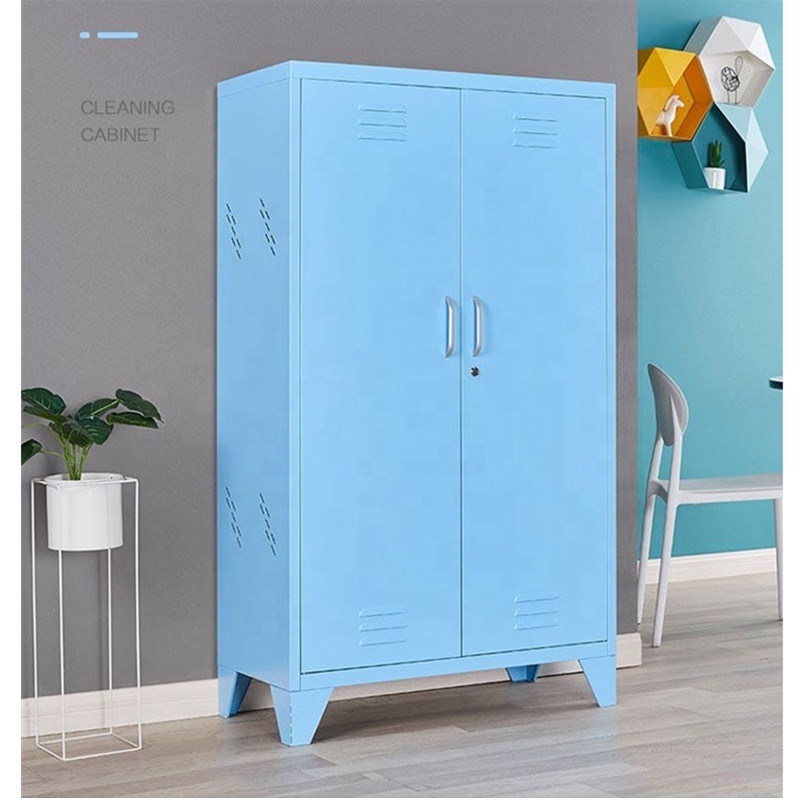 2 door steel janitorial cabinet mop and broom storage cabinet