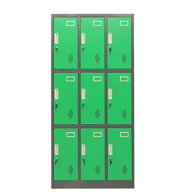 Stainless steel wardrobe  9 Doors Gym School use  Storage Cabinet metal Locker