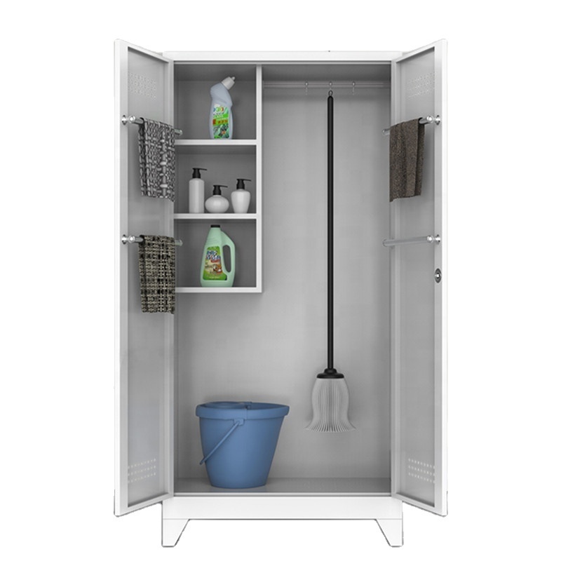 2 door steel janitorial cabinet mop and broom storage cabinet