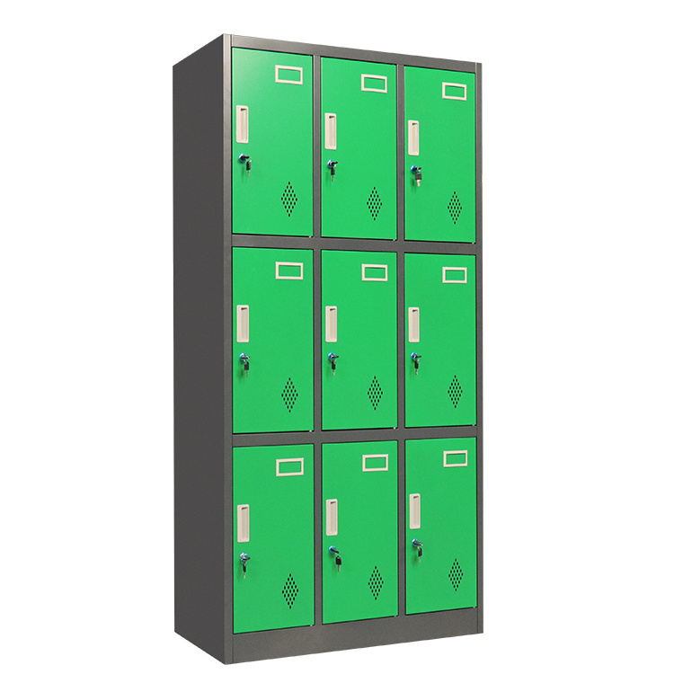 Stainless steel wardrobe  9 Doors Gym School use  Storage Cabinet metal Locker