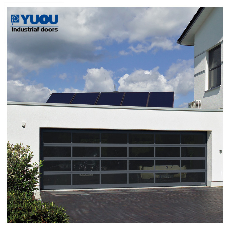 large size Modern sectional overhead full view aluminum tempered glass panel garage door price plexiglass garage door