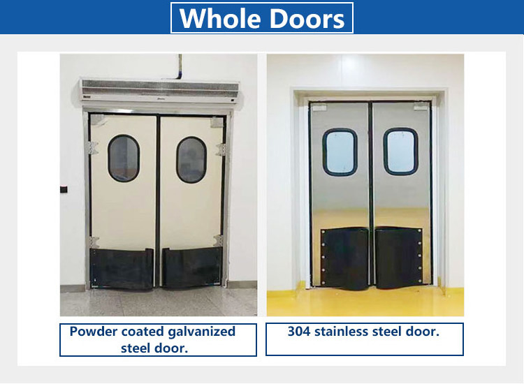 Industrial Stainless Steel Traffic Entry Impact Door With Black Bumper Restaurant Kitchen Double Acting Swing Door