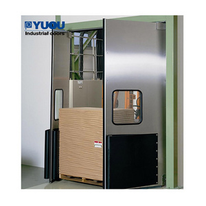 Industrial Stainless Steel Traffic Entry Impact Door With Black Bumper Restaurant Kitchen Double Acting Swing Door